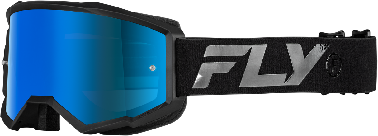 Fly Racing Youth Zone Goggle Black/Black with Sky Blue Mirror/Smoke Lens for ATV, Dirt Bike, and Motocross