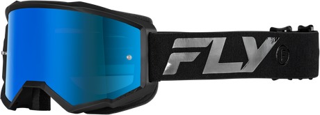 Fly Racing Youth Zone Goggle Black/Black with Sky Blue Mirror/Smoke Lens for ATV, Dirt Bike, and Motocross