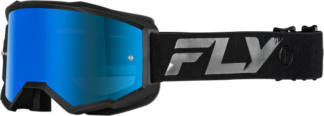 Fly Racing Youth Zone Goggle Black/Black with Sky Blue Mirror/Smoke Lens for ATV, Dirt Bike, and Motocross