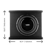 DS18 SB10A Single 10-inch Shallow Subwoofer with Enclosure – 350W RMS Amplified Sealed Design for Car Audio Systems