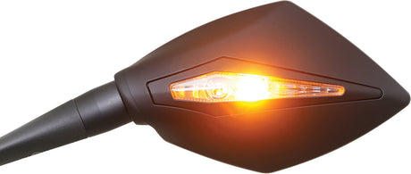 KOSO Apex M10 Mirrors with Indicators for Motorcycle - Matte Black Shell, Clear Lens, M10 Size