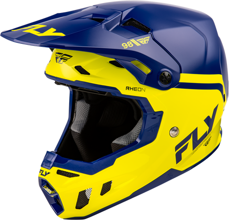Fly Racing Formula CC Objective Helmet Navy/Yellow Medium - Lightweight Motorcycle Helmet with Advanced Impact Protection