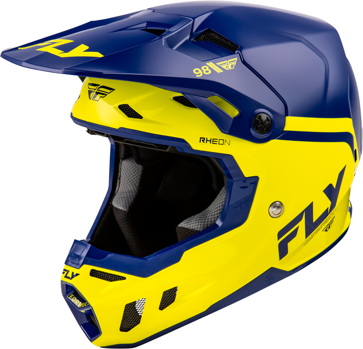 Fly Racing Formula CC Objective Helmet Navy/Yellow XL - Lightweight Motorcycle Helmet with Advanced Impact Protection