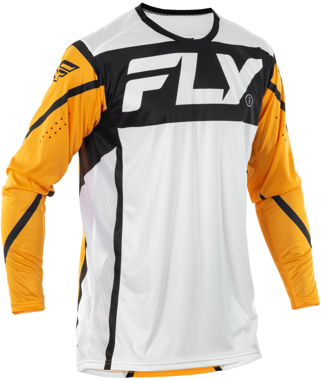 Fly Racing Lite Jersey White/Black/Mustard XL - Designed for MX and Off-Road Motorcycles