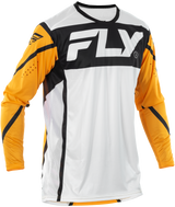 Fly Racing Lite Jersey White/Black/Mustard Medium - Breathable Motorcycle Riding Jersey for Off-Road and Motocross