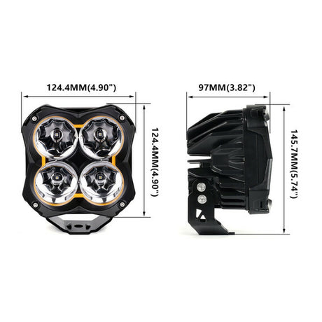 XK GLOW 5-Inch Offroad Cube Light Kit with Spot Beam for Jeep Wrangler, Ford F-150, Toyota Tacoma