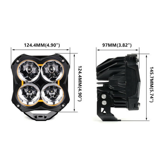 XK GLOW 5-Inch Offroad Cube Light Kit with Spot Beam for Jeep Wrangler, Ford F-150, Toyota Tacoma