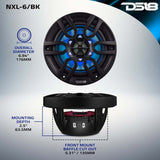 DS18 NXL Series 6.5-inch Coaxial Marine Speakers with RGB LED Lighting – Ideal for Boats and Powersports Vehicles