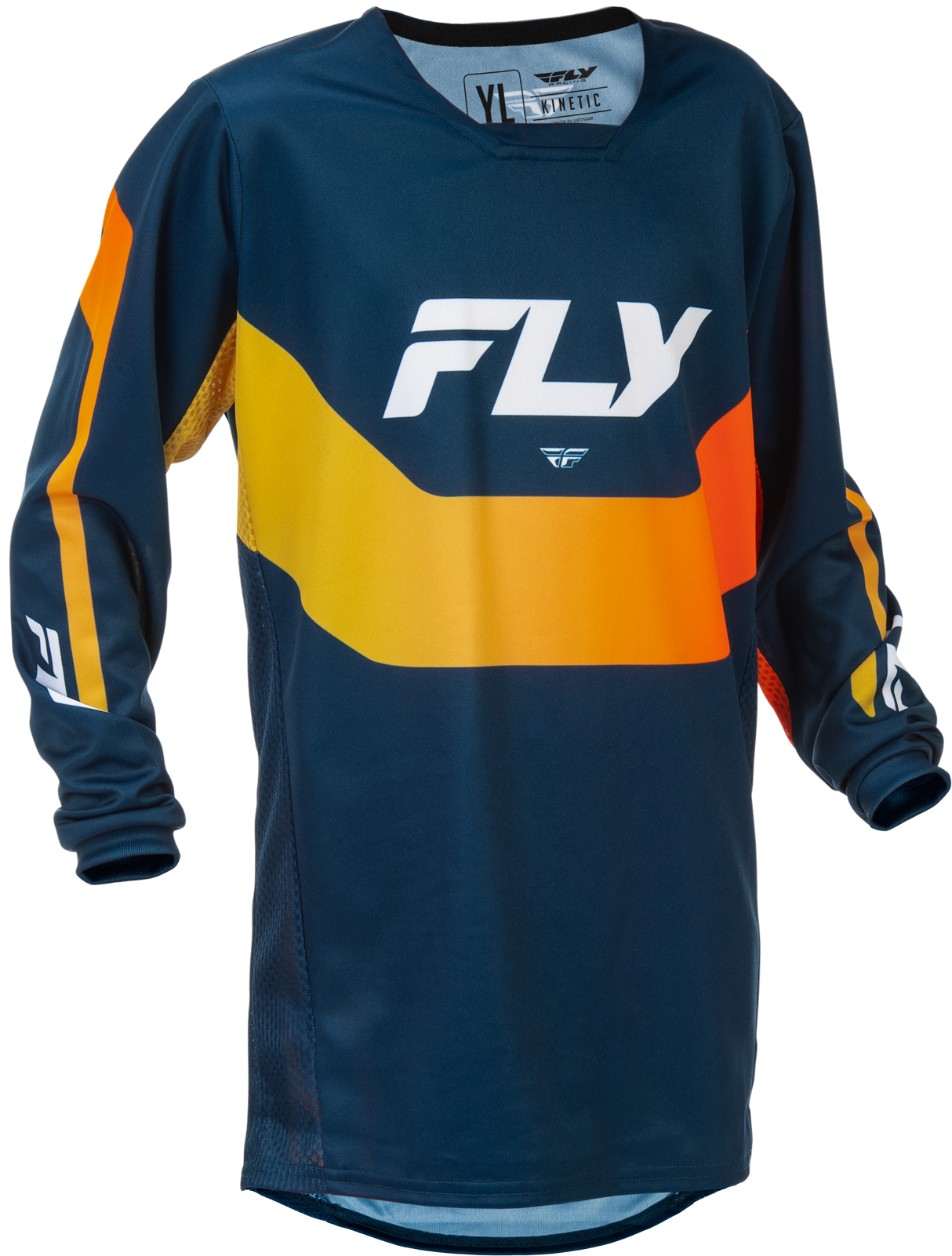 Fly Racing Youth Kinetic Jersey Navy/Orange - Lightweight Performance Motorcycle Jersey for Youth Off-Road Vehicles