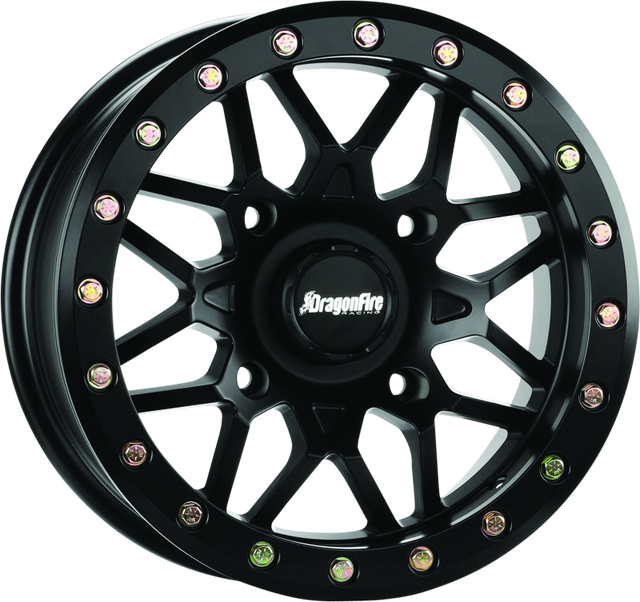 DragonFire Racing Typhon Wheel 14x7 inches – Machined Black Finish with 4/137 Bolt Pattern and +10 Offset