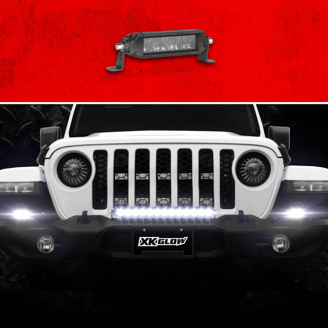 XK GLOW 6-inch Razor Light Bar Aux High Beam - Waterproof LED Off-Road Lighting for Trucks and SUVs