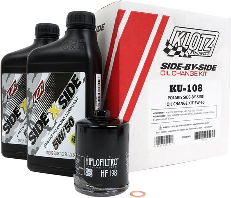 Klotz KU-108 Polaris SXS 2-Quart Synthetic Oil Change Kit – Fits Polaris Side-by-Side Vehicles