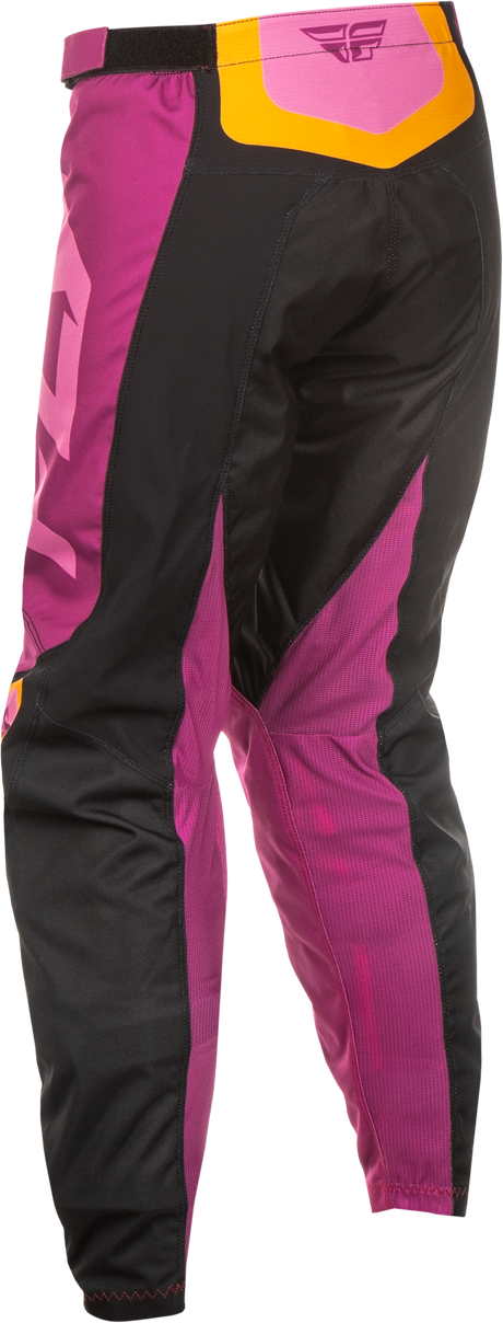 Fly Racing Women's F 16 Pants Black, Mauve & Yellow – Size 11/12 for Off-Road and Motocross Vehicles