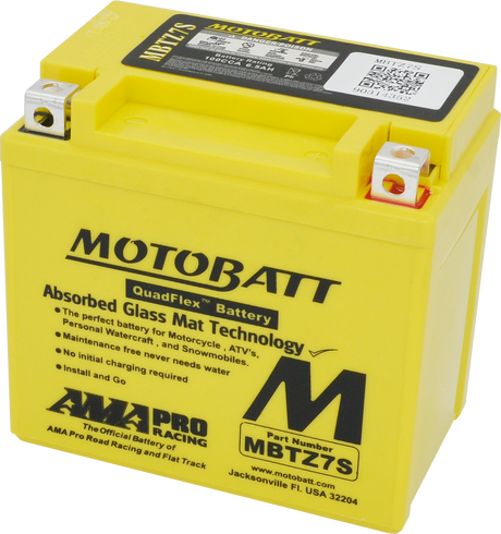 Motobatt MBTZ7S Quadflex AGM Sealed Motorcycle Battery for Honda, Yamaha, Kawasaki, Suzuki, and More