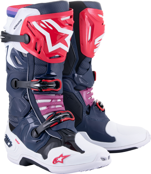 Alpinestars Tech 10 Supervented Offroad Boots – Night Navy / White / Rainbow, US Size 12