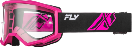 Fly Racing Focus Goggle Black/Pink with Clear Lens – ATV, Motorcycle, Off-Road Helmet Fitment