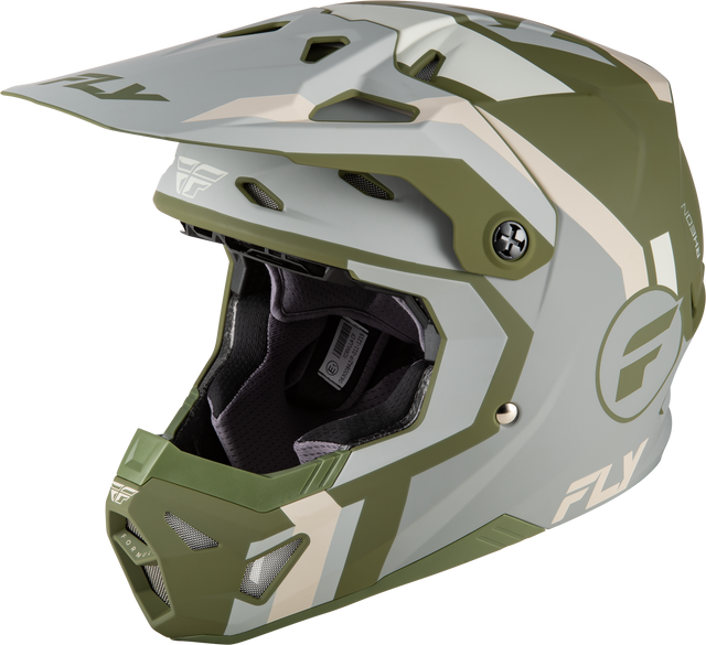Fly Racing Formula CP Seal Helmet Matte Stone/Khaki/Olive Large - Motorcycle Helmet with Impact-Absorbing Technology for Street and Off-Road Use