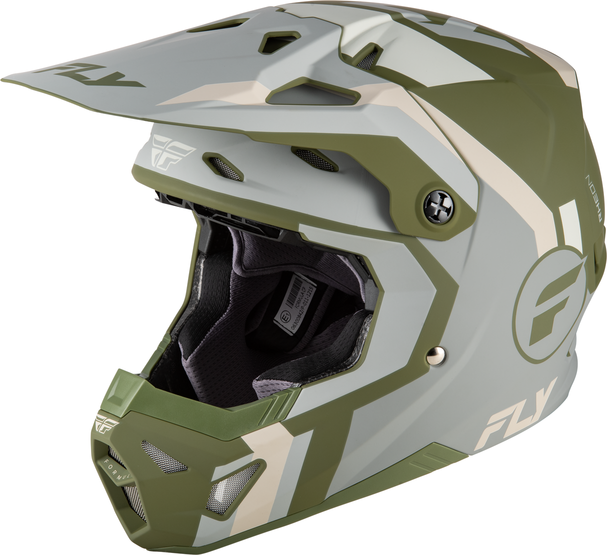 Fly Racing Youth Formula CP Seal Helmet Matte Stone, Khaki, Olive - Lightweight Motorcycle Helmet for Youth with Impact Absorption and Ventilation