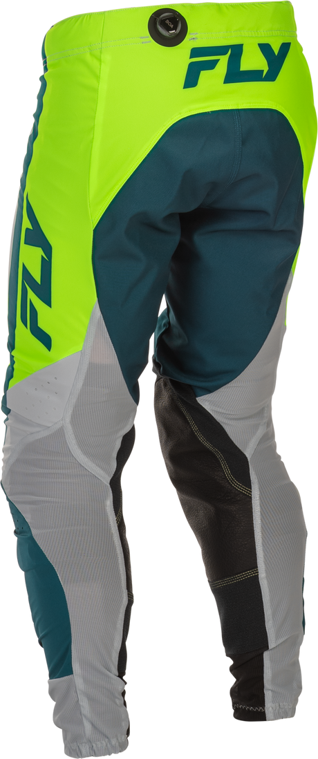 Fly Racing Youth Lite Pants Grey, Lime, and Teal Size 26 – Motorcycle Riding Pants with Kevlar Reinforcements and BOA Fit System