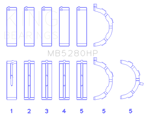 King Engine Bearings Ford Prod. V8 4.6L/5.4L Performance Main Bearing Set - Size +0.026mm
