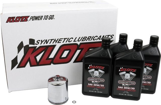 KLOTZ KH-103 Basic Harley Davidson 4 Quart Synthetic Oil Change Kit with Oil Filter and Drain Plug O-Ring