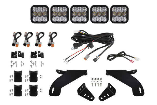Diode Dynamics 21-22 Ford F-150 SS5 Grille CrossLink Lightbar Kit - Sport - White Combo