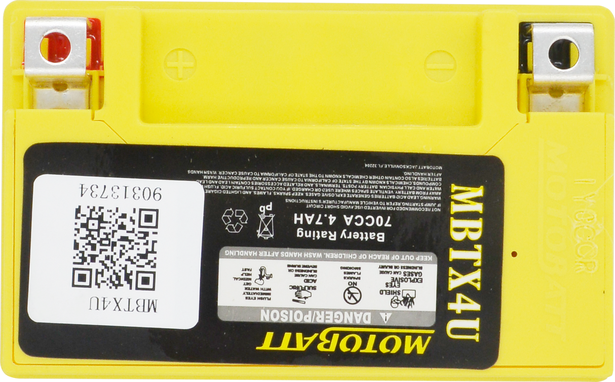 Motobatt MBTX4U Sealed AGM Battery for Motorcycles and Powersports Vehicles