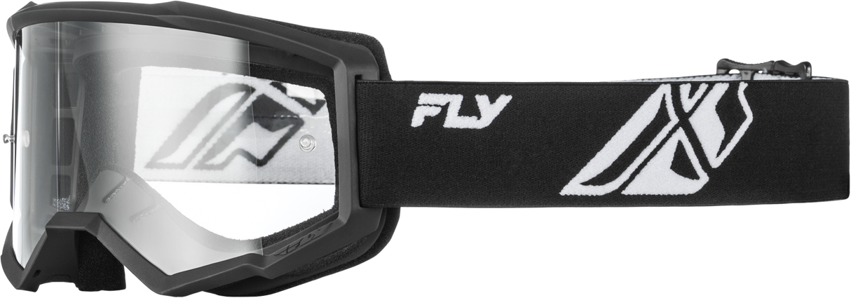 Fly Racing Youth Focus Goggle Black/White with Clear Lens – ATV, Motocross, Off-Road Motorcycle Fit