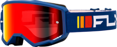 Fly Racing Youth Zone Goggle Navy/White with Red Mirror/Smoke Lens – Perfect for Off-Road and ATV Riding