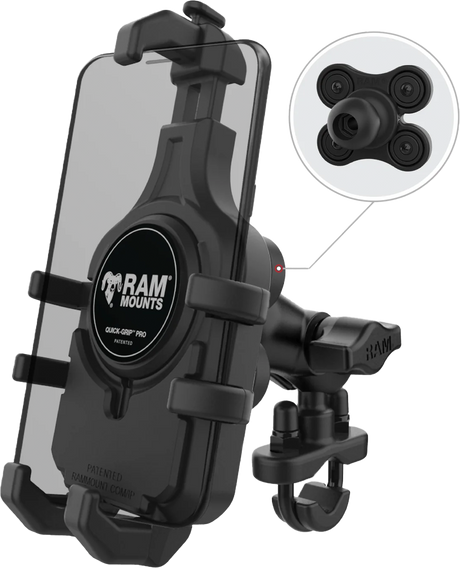 RAM Quick Grip Pro Horizontal Bar Phone Mount with Vibe Safe Short – Compatible with Ford F-150, Chevrolet Silverado, Dodge Ram, Toyota Tacoma, and more