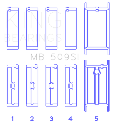 King Engine Bearings Chevrolet 400 Crankshaft Main Bearing Set (Set of 5) - Size .001