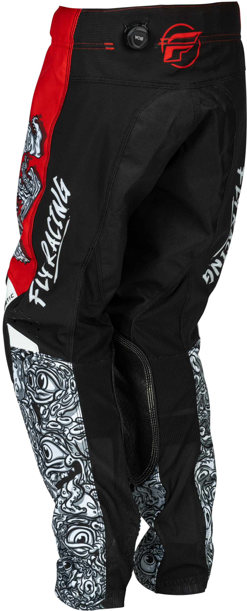 Fly Racing Youth Kinetic Mutant Pants – Size 24, Red/White/Black – Durable Motorcycle Riding Trousers with Mesh Liner and Adjustable Fit