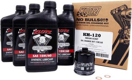 KLOTZ Indian Scout 4 Quart Synthetic Oil Change Kit with Klotz 15W-60 Engine Oil and Filter
