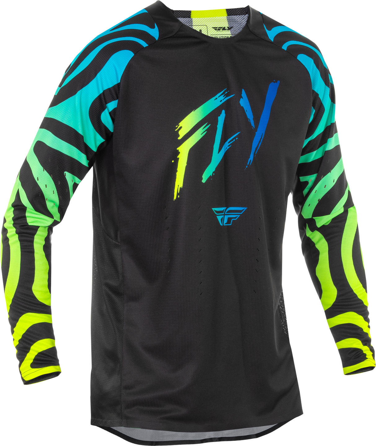 Fly Racing Evolution DST Zen Jersey Black/Blue/Hi Vis Large - Cycling Jersey for Road and Mountain Bikes