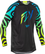 Fly Racing Evolution DST Zen Jersey Black/Blue/Hi Vis for Mountain Bikes and Road Bikes