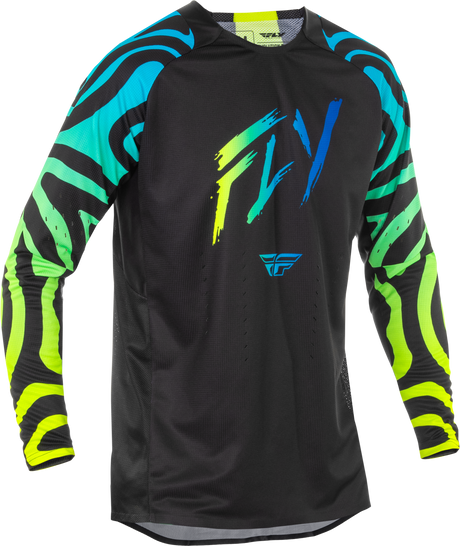Fly Racing Evolution DST Zen Jersey Black/Blue/Hi Vis for Mountain Bikes and Road Bikes