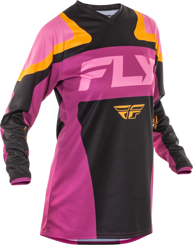 Fly Racing Women's F 16 Jersey - Offroad Motorcycle Jersey for Women, Black/Mauve/Yellow, 2X-Large