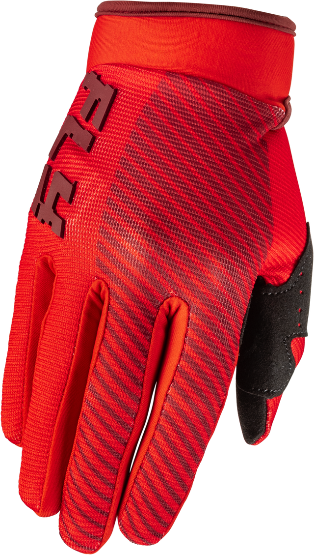 Fly Racing Youth F 16 Gloves - Red Yellow Motorcycle Riding Gloves for Kids with Adjustable Wrist Closure