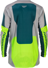 Fly Racing Lite Jersey Grey/Lime/Teal Large – Performance Motocross Jersey for Many Off-Road Vehicles