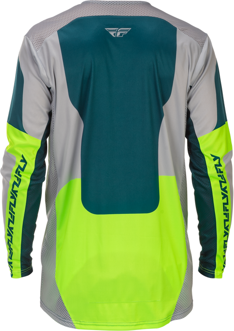 Fly Racing Lite Jersey Grey/Lime/Teal XL - Lightweight Motorcycle Jersey with Advanced Ventilation for Off-Road & MX Bikes