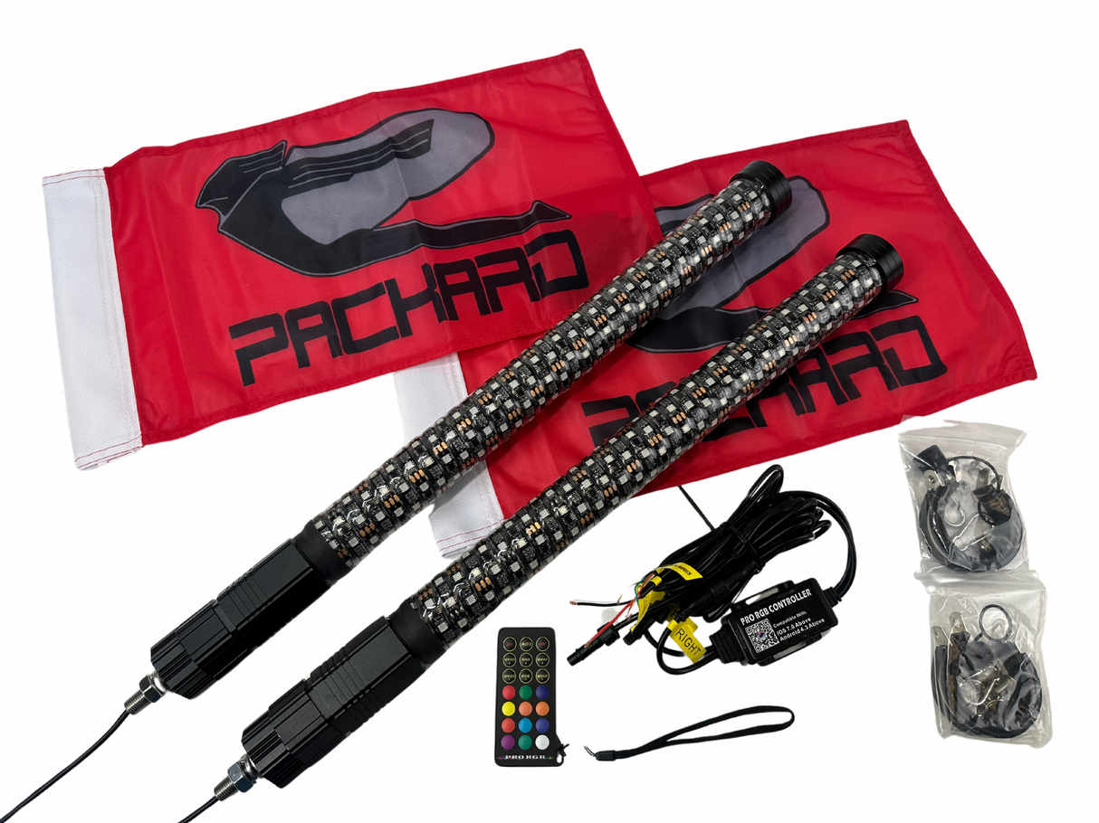 Packard Performance 2ft Fat Lighted LED Color Chasing Whips RGB *BACK ORDERED*