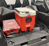 Kawasaki KRX Packout Mount 1.5 by AJK Offroad installed with one kit and one ooler, left side view
