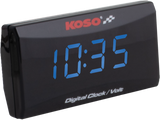 KOSO Super Slim Clock and Volt Meter with Blue Display - Universal Fit for Cars and Motorcycles