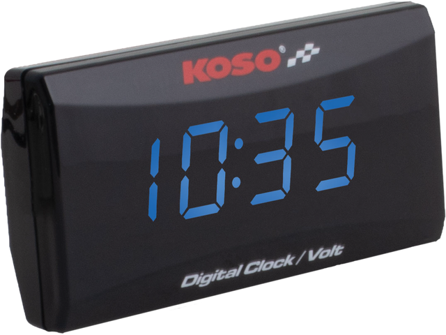 KOSO Super Slim Clock and Volt Meter with Blue Display - Universal Fit for Cars and Motorcycles