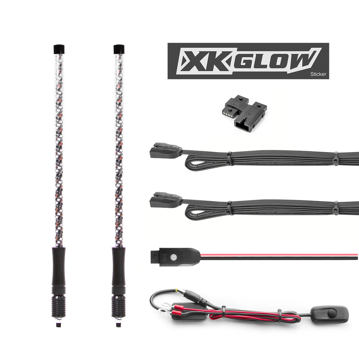 XK GLOW 2 Pc 32-Inch LED Whip with Dual Mode Dash Controller for Off-Road and Vehicle Customization