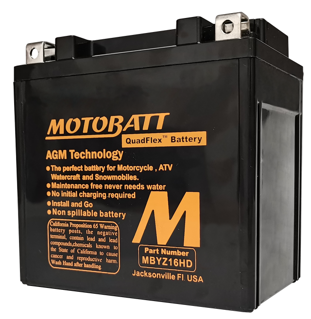 MOTOBATT Mbyz16hd Sealed AGM Battery with Quadflex Technology — Fits Harley Davidson Touring Models and More