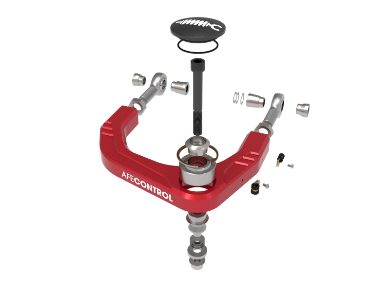 aFe Control Billet Uniball Upper Control Arms for Toyota Tacoma 2024-2026 & 2025 4Runner - Red