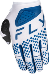 Fly Racing Kinetic Center Gloves White/Navy Small - Lightweight Race Gloves with Reinforced Palm and Ventilated Features