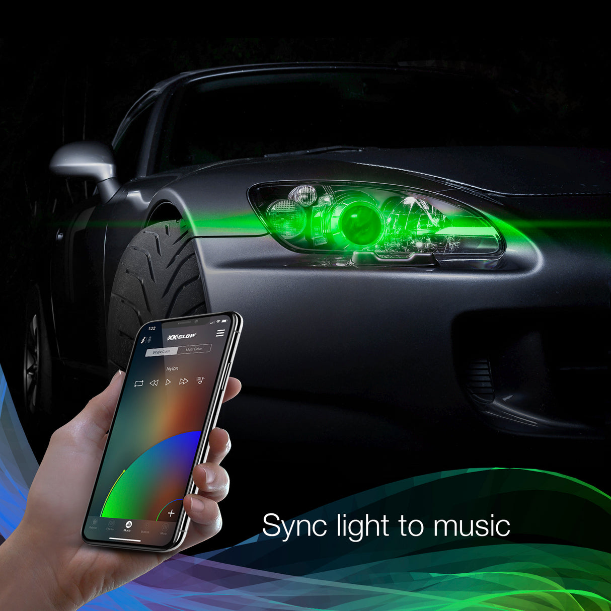 XK GLOW RGB H4 LED Bulb Kit - 2-in-1 App-Controlled RGB Headlights with Music Sync for Cars and Trucks