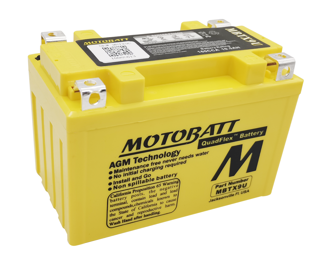 Motobatt MBTX9U Sealed AGM Battery for ATV, Motorcycle, and Powersports Vehicles